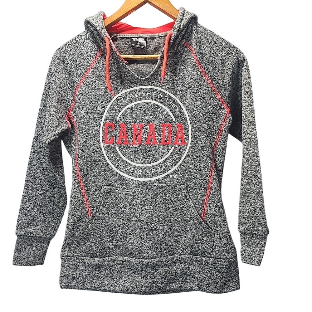 River Wear‎ Canada Hoodie Womens Small Gray Neon Orange Marled Souvenir Athletic